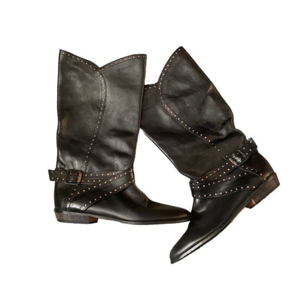 Kenneth Cole studded Black Leather Calf Boots | Sz 7